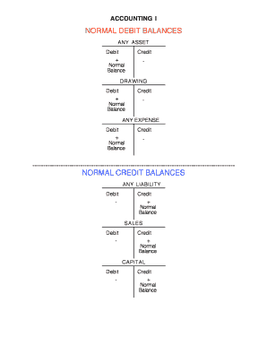 Fillable Online NORMAL DEBIT BALANCES Fax Email Print - pdfFiller