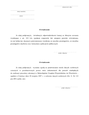 Owiadczenie pod rygorem odpowiedzialnoci karnej