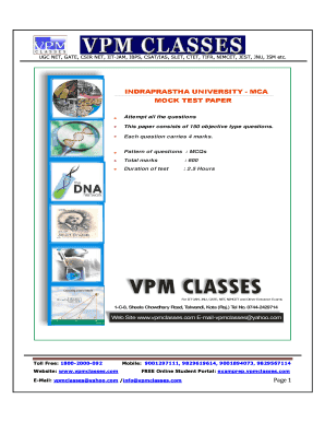 Fillable Online INDRAPRASTHA UNIVERSITY MCA MOCK TEST PAPER Fax Email Fillable Online INDRAPRASTHA UNIVERSITY MCA MOCK TEST PAPER Fax Email