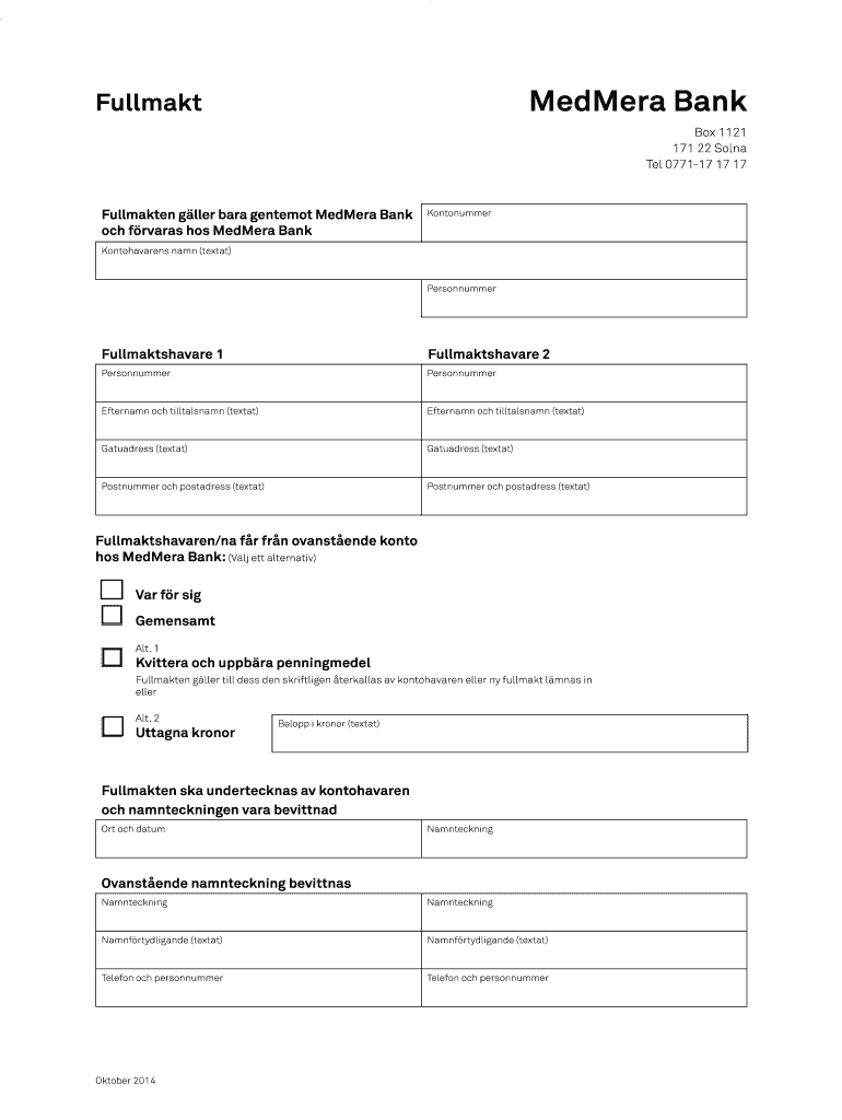 bank fullmakt Preview on Page 1
