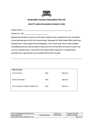 Student ID Card Replacement Form - Australian Careers Education - ace vic edu