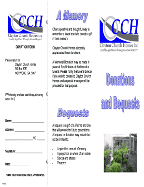 Dd 2977 example - DONATION FORM Clayton Church Homes sincerely