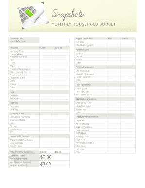 Monthly household budget - HollisWealth