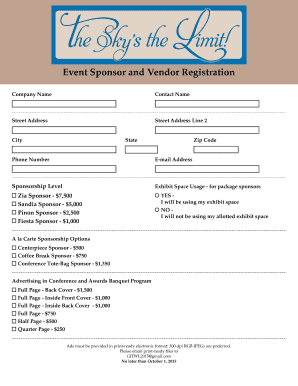 Faa form 110a - Event Sponsor and Vendor Registration - Getting In Touch