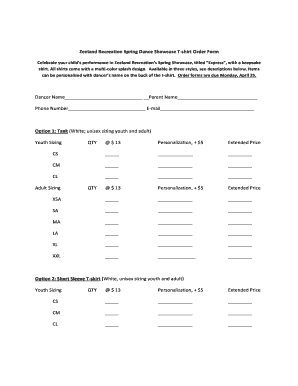 2016 Spring Recital T-Shirt Order Form - brecreationbbzpsbborgb - recreation zps