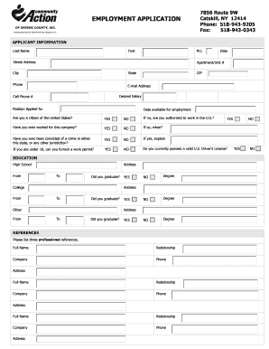 free employment application form download