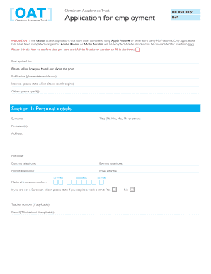 R Application for eployent R - Ormiston Academies Trust - ormistonacademiestrust co