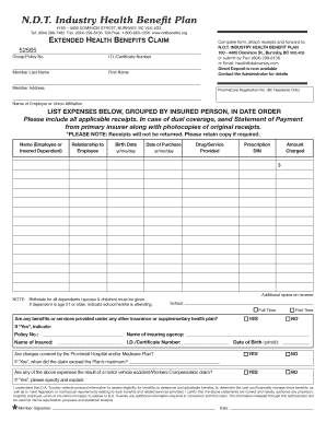 Extended Health Benefits Claim Form