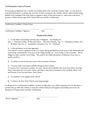 Sample letter for confirmation candidate - confirmation letter of intent