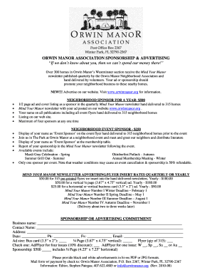 Orwin Manor Association Sponsorships - orwinmanor