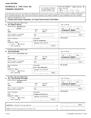 fillable online schedule a fec form 3x itemized breceipts floridab fec form 3x