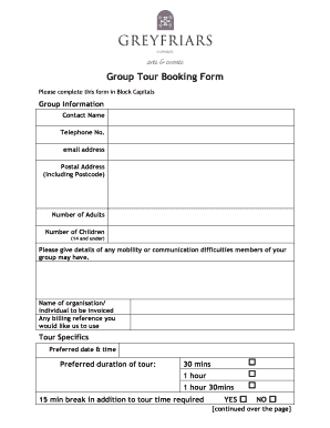 Group Tour Booking Form - greyfriarskirkcom