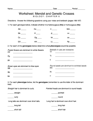 Worksheet: Mendel and Genetic Crosses - Fill and Sign Printable Template  Online