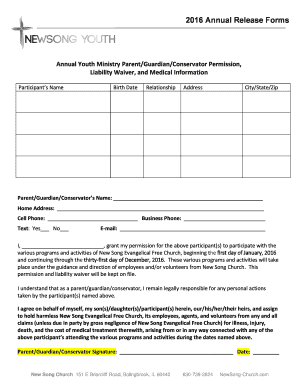 Sugar and blood pressure chart - 2016 Annual Release Forms - New Song bChurchb