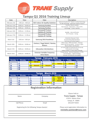 Tampa Q1 2016 Training Lineup - TampaBay Trane