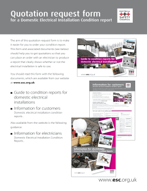 Domestic Electrical Installation Condition Report Quotation Request Form