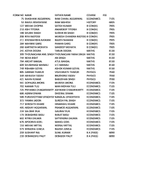 FORM NO NAME FATHER NAME COURSE FEE 75 SHASHANK AGGARWAL - dsc du ac