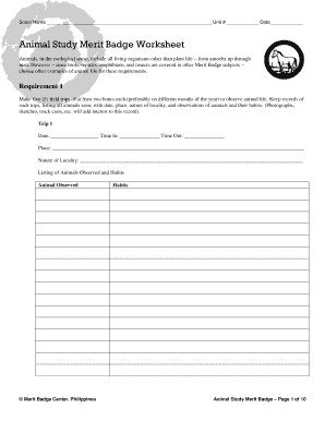 Scope and delimitation of the study sample - Scout Name Unit # Date Animal Study Merit Badge Worksheet Animals, in the zoological sense, include all living organisms other than plant life from amoeba up through man - mbcenter