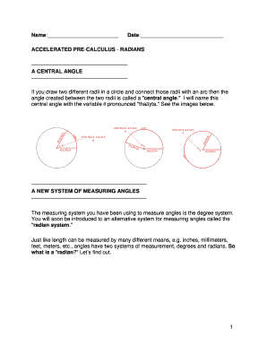 ACCELERATED PRE CALCULUS RADIANS A CENTRAL ANGLE central