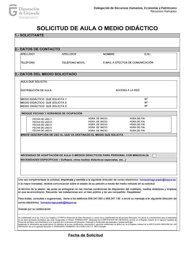 SOLICITUD DE AULA O MEDIO DIDCTICO - formacionbdipgrabbesb Vista previa en la página 1