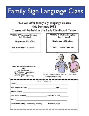 Fillable Online Family Sign Language Class Fax Email Print - pdfFiller