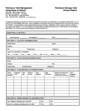 Pdf Tank Closure Report - Petroleum Tank Management Association ...