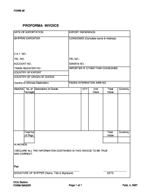 Export proforma invoice format - PROFORMA INVOICE - bccsindiabbinb