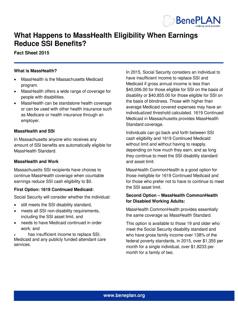 Fillable Online What Happens to MassHealth Eligibility When Earnings Fax Email Print pdfFiller