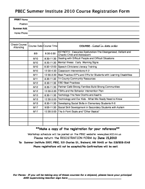 Letter of forbearance pnb - PBEC Summer Institute 2010 Course Registration Form PRINT Name Position Summer Add - pbcoop