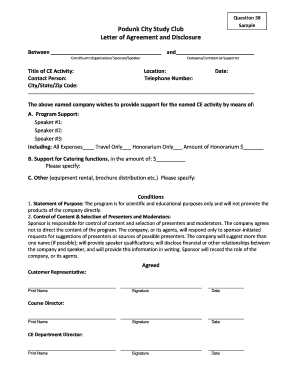 Self employed personal trainer contract - Podunk City Study Club Letter of Agreement and Disclosure - gagd