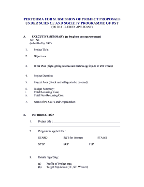 Seminar budget proposal sample - Proforma for Project Proposal Submission - scienceandsociety-dst