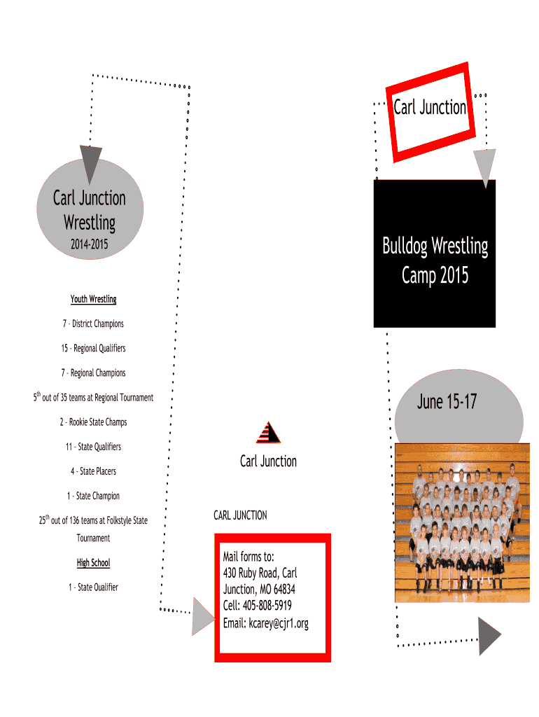 Fillable Online cjr1 Carl Junction Wrestling 20142015 Bulldog Wrestling Camp 2015 Fax Email