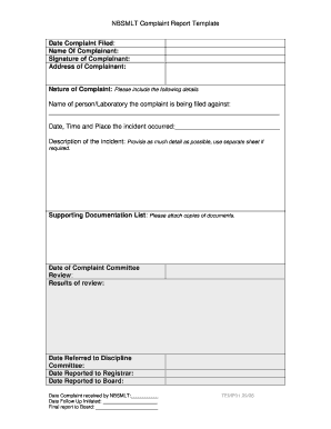 Fillable Online nbsmlt nb NBSMLT Complaint Report Template - nbsmlt nb ...
