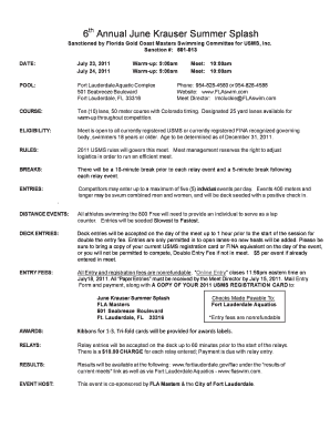 Florida affidavit of correction - 6 Annual June Krauser Summer Splash - Florida Gold Coast Masters - fgcmasters