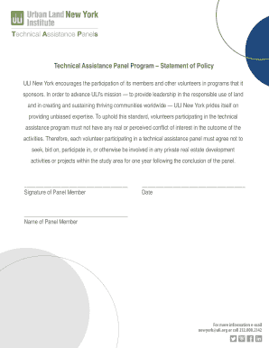 Substitution of trustee and deed of reconveyance - Technical Assistance Panel Program Statement of Policy - newyork uli