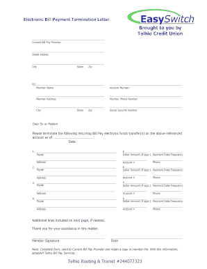 Report letter format - Electronic Bill Payment Termination Letter - btelhiobborgb