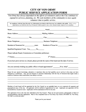 Public Service Application Form - vonormytexascom