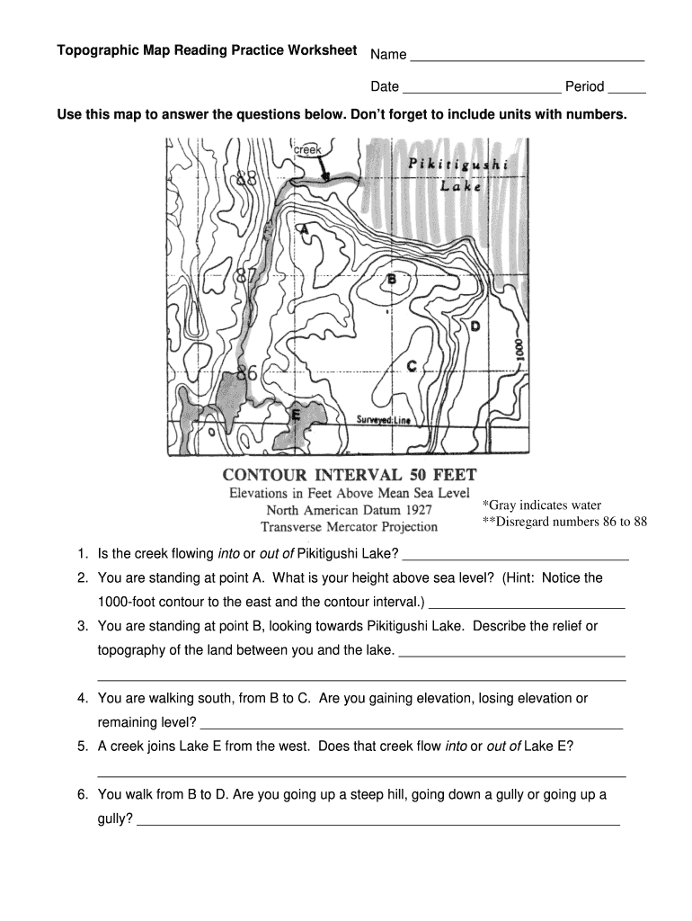 Topographic Map Reading Practice Worksheet Answer Key 20-20 Regarding Topographic Map Reading Worksheet Answers