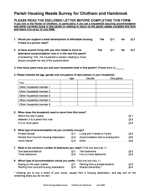 Survey medical - housing survey questionnaire example