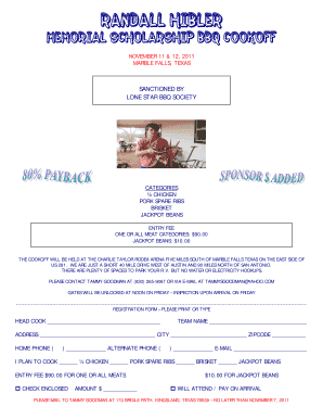 Bbq sign up sheet - RANDALL HIBLER SCHOLARSHIP - Lone Star Barbecue Society