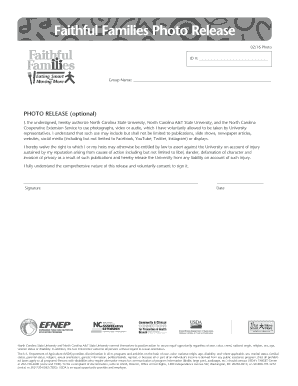 Photo release consent form - Faithful Families Consent Form - ncfamilieseatingbetter