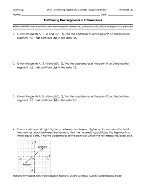 Partitioning Line Segments In Two Dimensions Practice Worksheet - Fill  Online, Printable, Fillable, Blank | pdfFiller