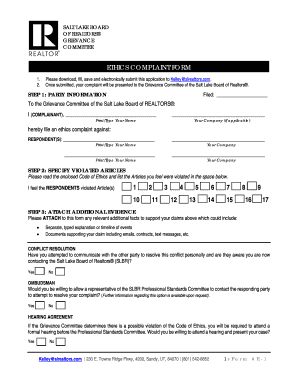 Complaint Form - Salt Lake Board of Realtors