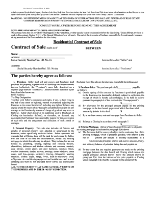Residential Contract of Sale 112000 Jointly prepared by the Real Property Section of the New York State Bar Association, the New York State Land Title Association, the Committee on Real Property Law of the Association of the Bar of the City