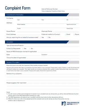 Fillable Online fmgroup Complaint Form - bfmgroupbbbmb Fax Email Print ...