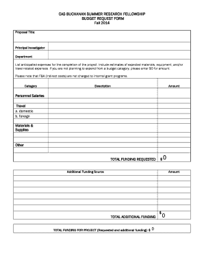 Cas buchanan summer research fellowship budget request form 0 - cas wsu