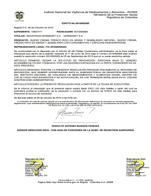 Colombia Edicto Resolution Notice