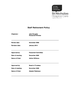 Letter of intent for retirement - Staff Retirement Policy - St Nicholas Hospice Care - stnicholashospice org