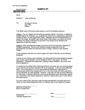 Warning letter for insubordination - steward resources letter carrier network form