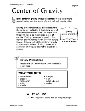 Fillable Online Science Projects For ALL Students 41 Center of Gravity ...
